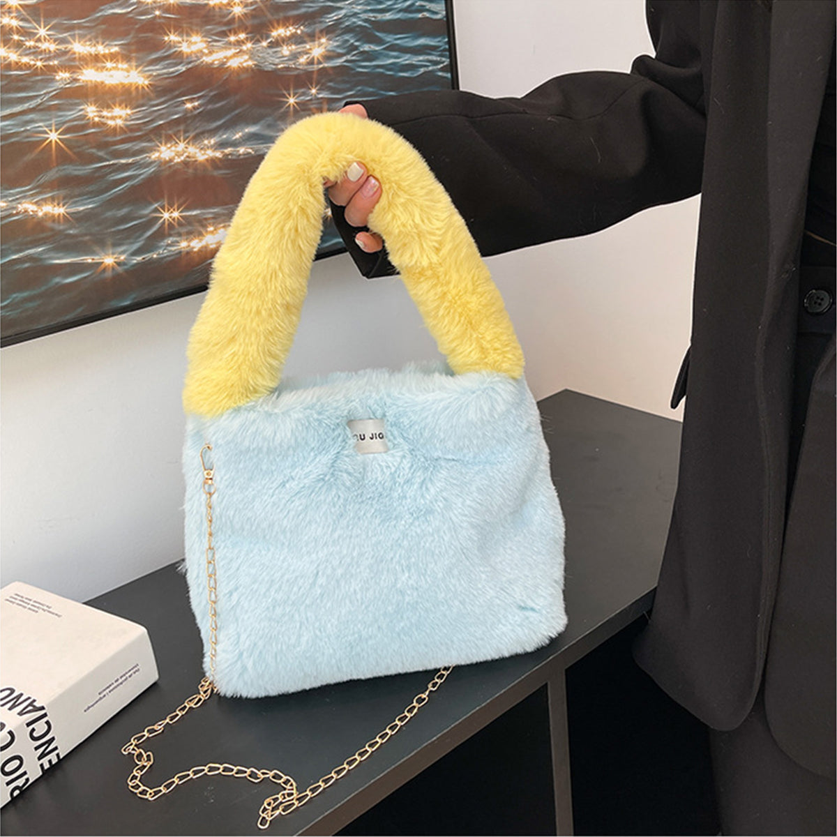 Autumn Winter Crossbody Plush Bucket Bag