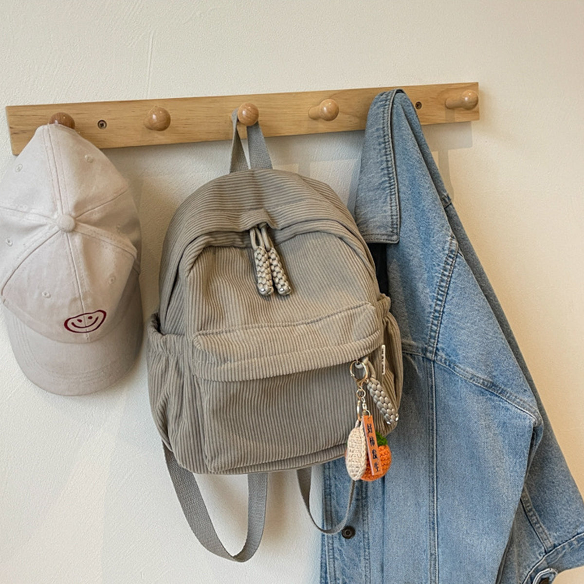 Winter Corduroy Small Backpack Women Casual Backpack