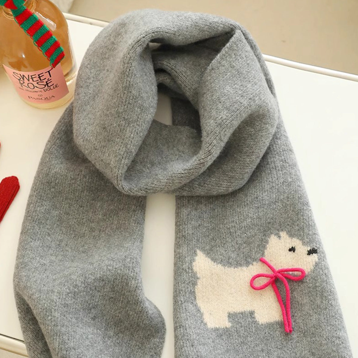 Bowknot Puppy Knitted Warm Scarf