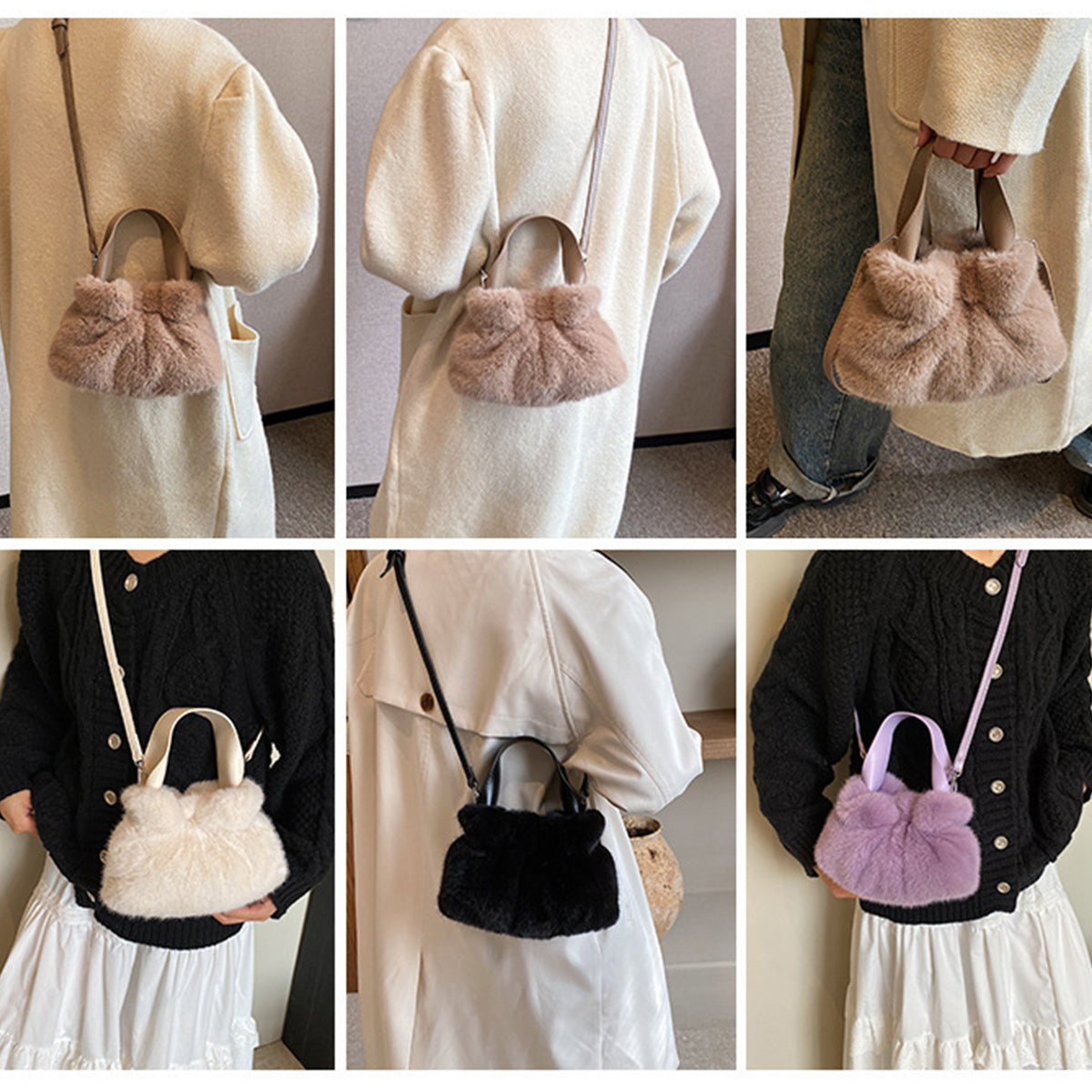 Pleated Plush Bag Handbag Crossbody Bag