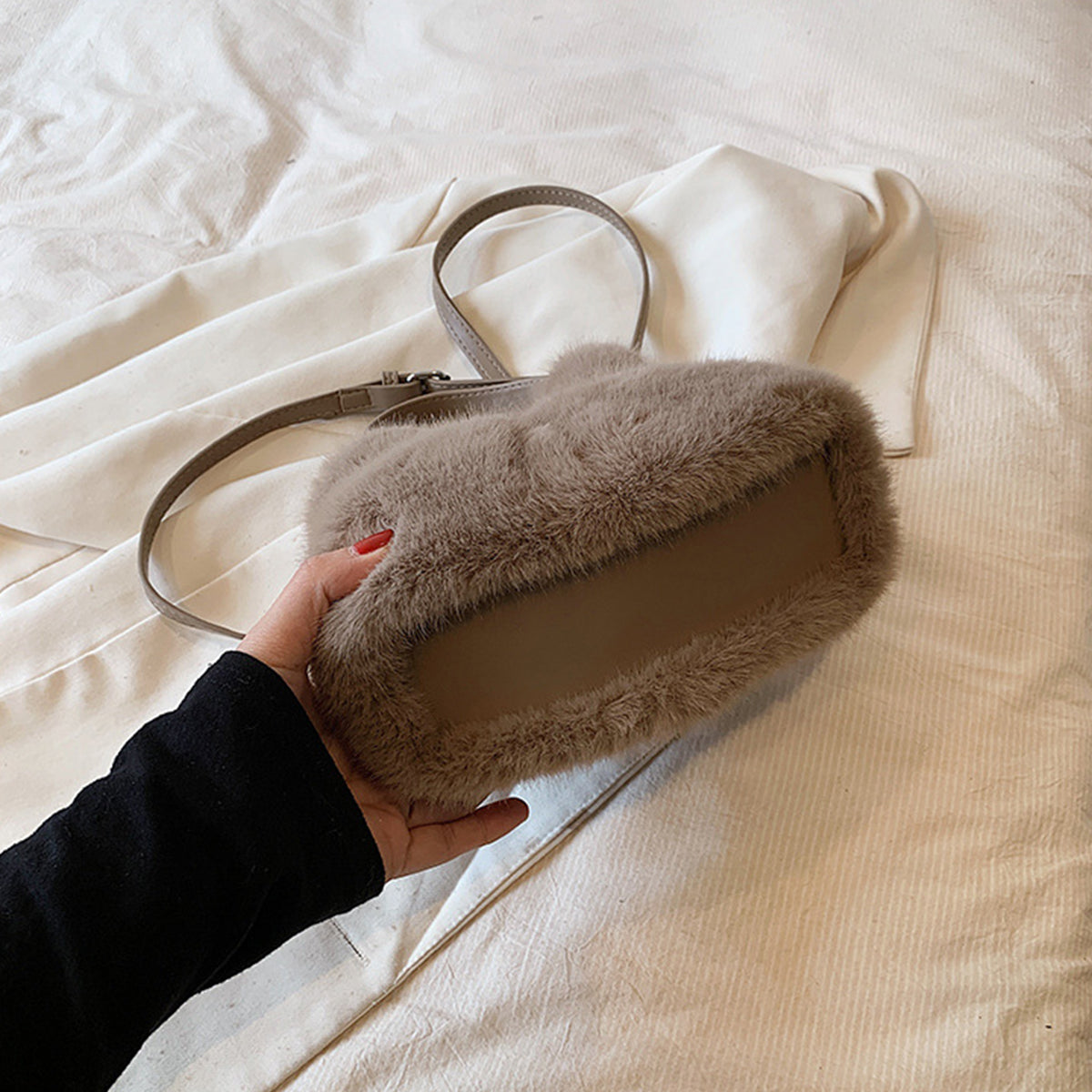 Pleated Plush Bag Handbag Crossbody Bag