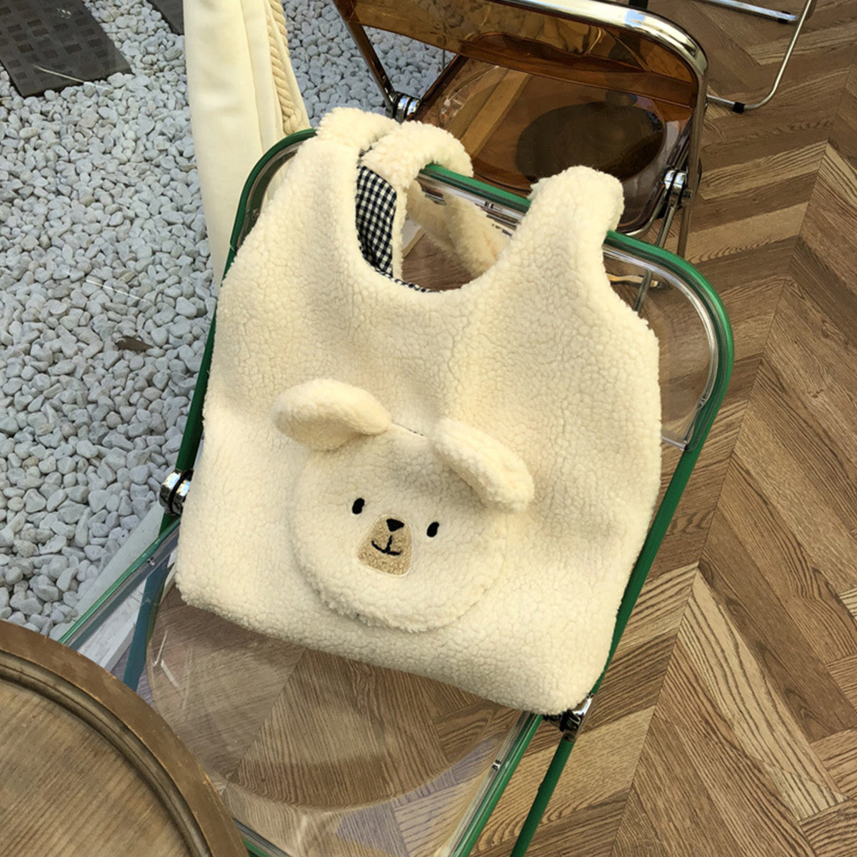 Cute Round-faced Bear Plush Shopping Bag