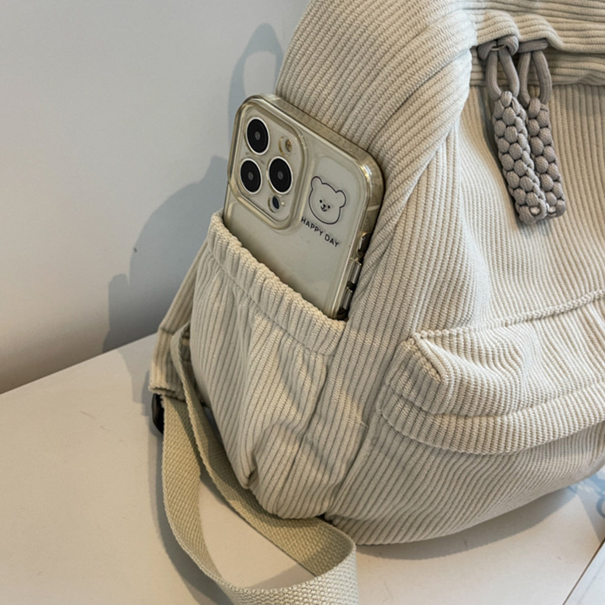 Winter Corduroy Small Backpack Women Casual Backpack