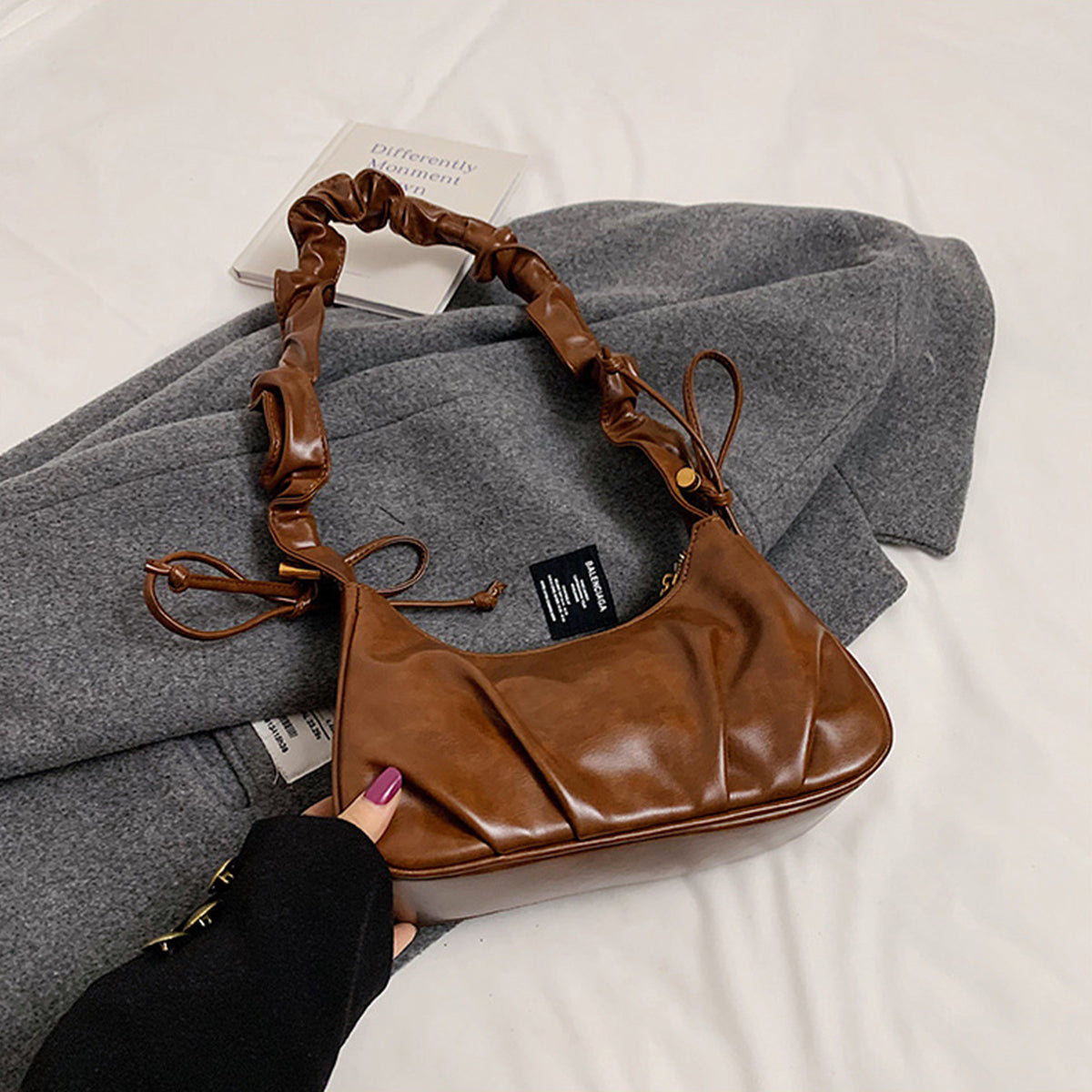 Pleated underarm shoulder crossbody bag