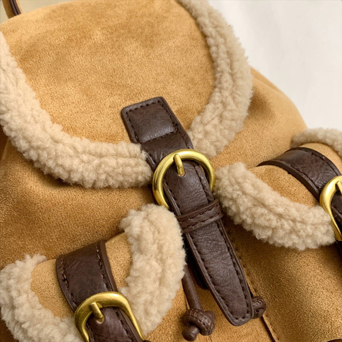 Retro Suede Drawstring Backpack