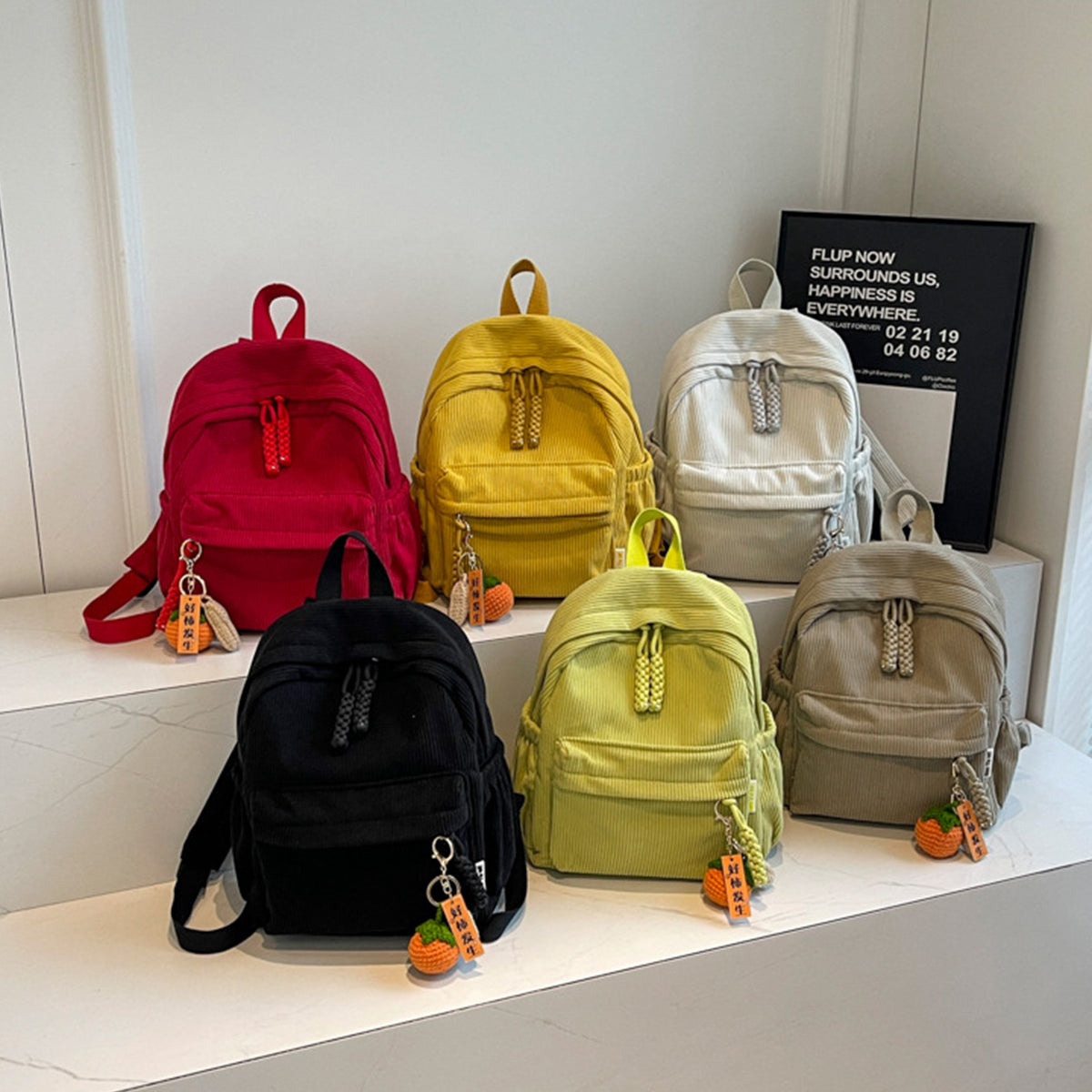 Winter Corduroy Small Backpack Women Casual Backpack