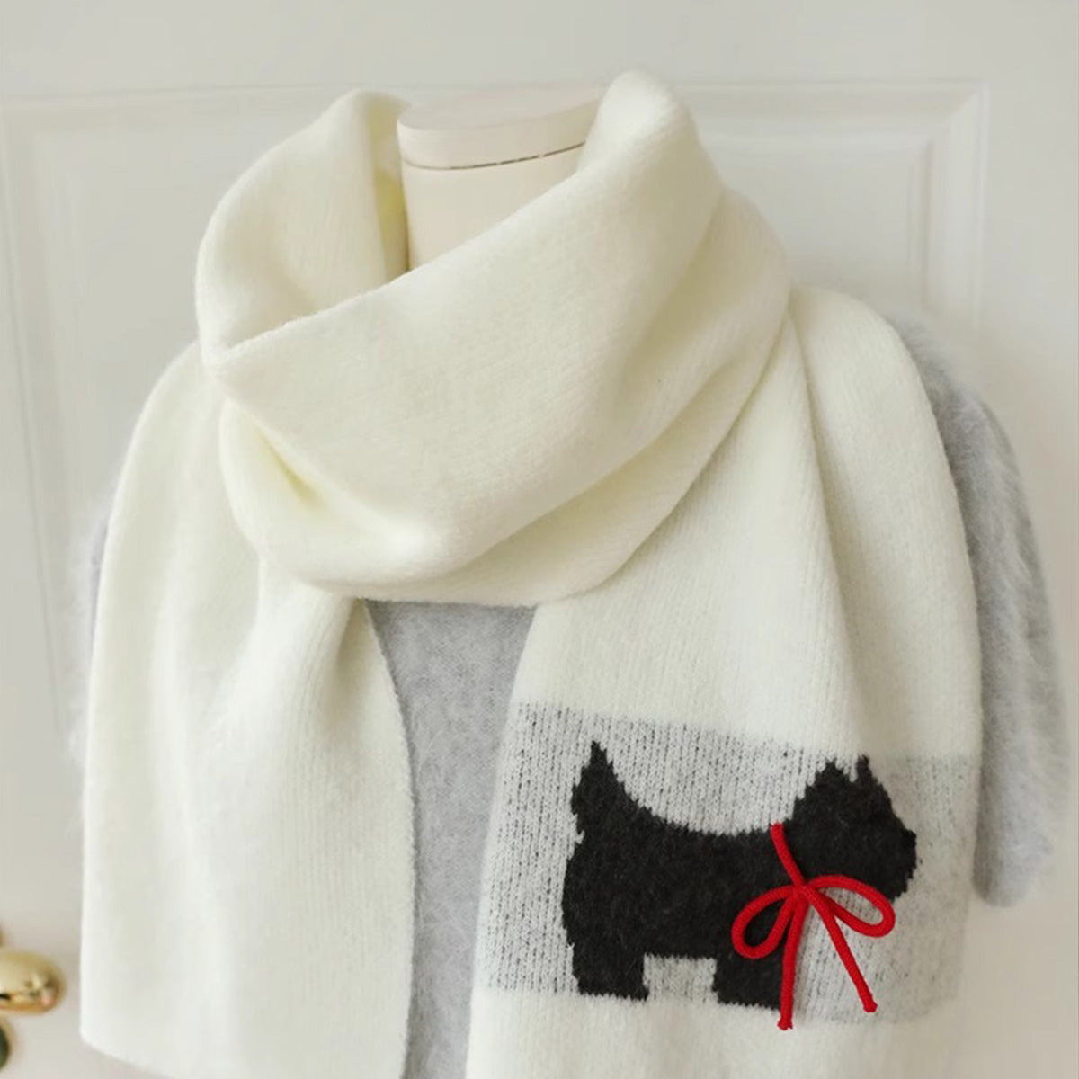 Bowknot Puppy Knitted Warm Scarf