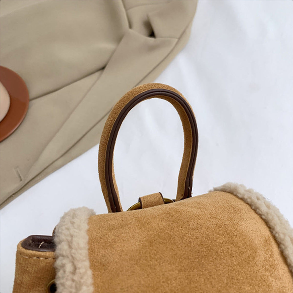 Retro Suede Drawstring Backpack