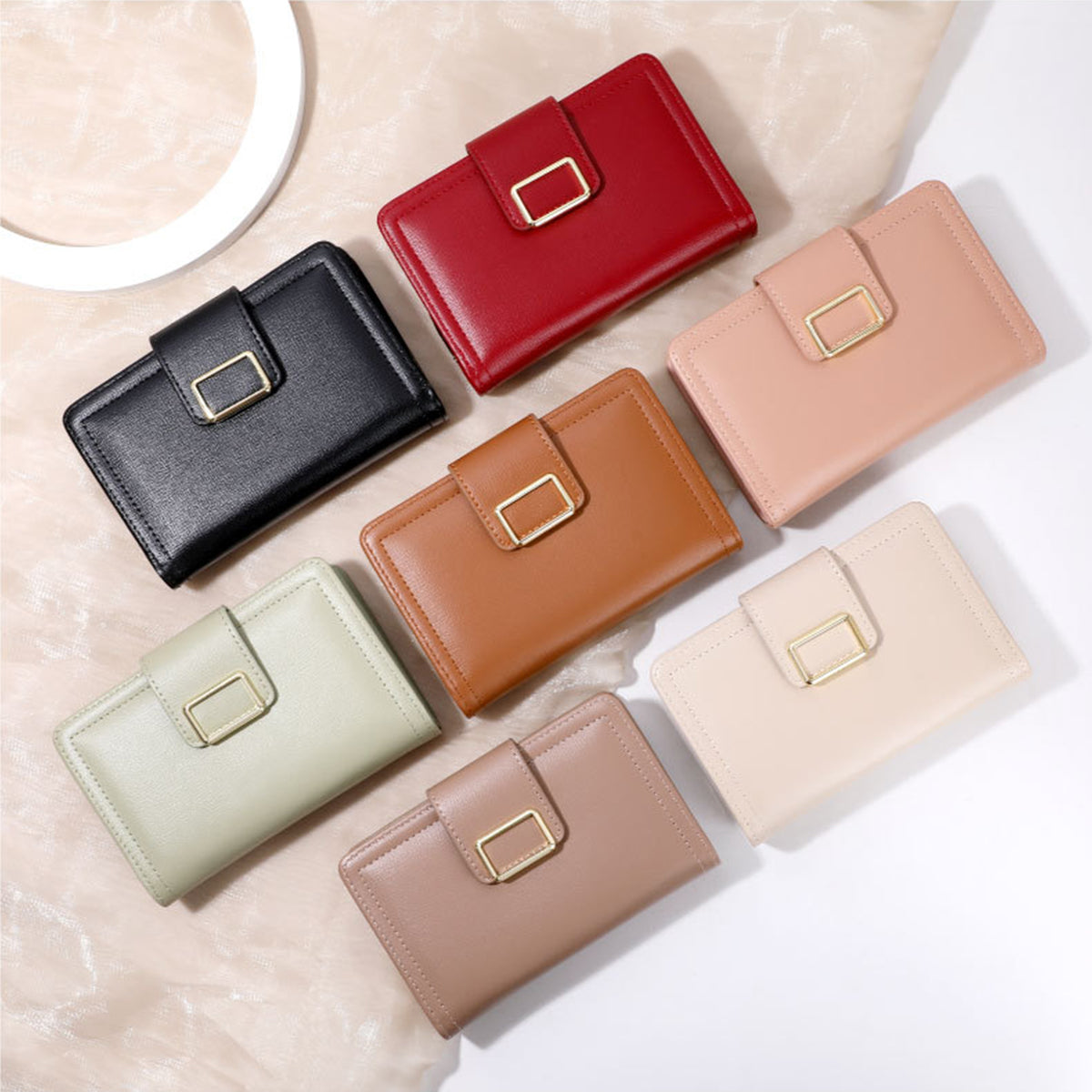 Multifunctional Solid Color PU Ladies Wallet