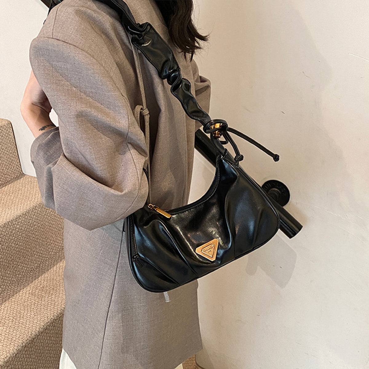 Pleated underarm shoulder crossbody bag