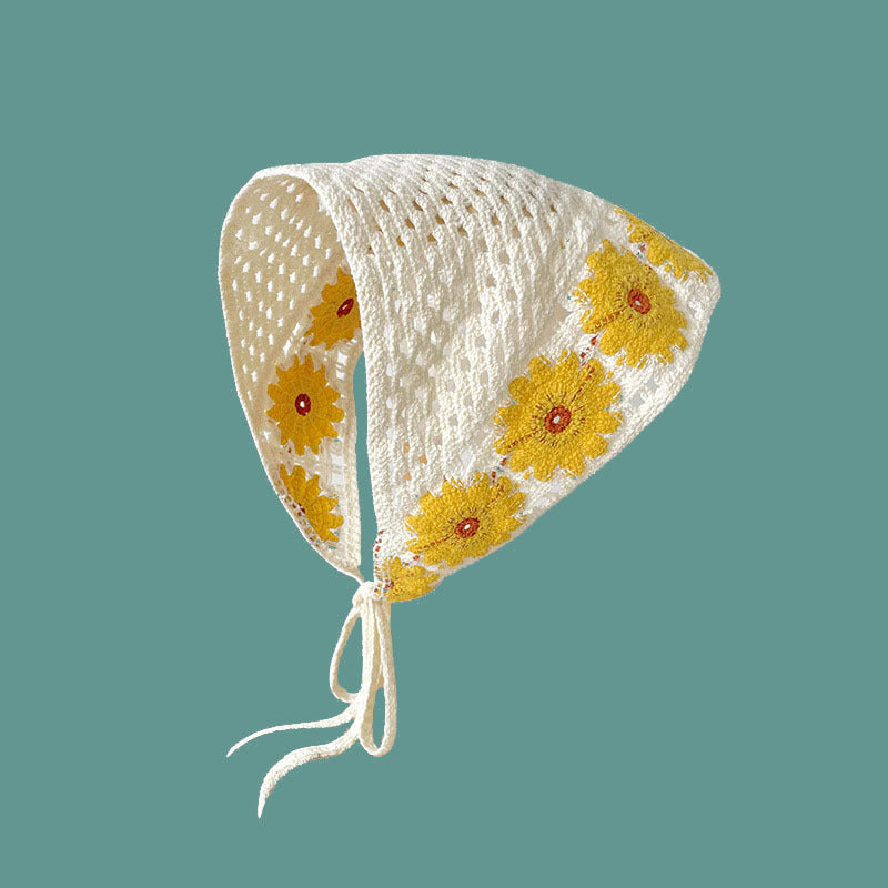French Flower Triangle Headscarf High-End Teaddress