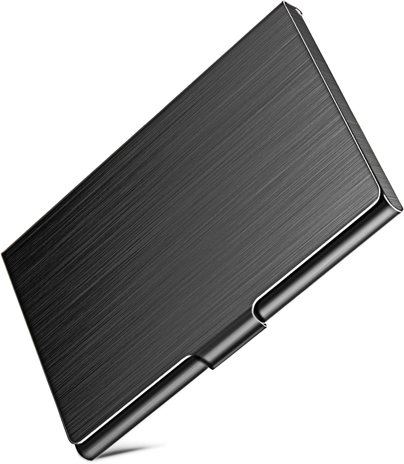 LAPOLAR Slim Business Card Case for Men & Women, Pocket Metal Case, Professional Stainless Steel Business Card Holders, Purse Name Card Holder, Buckle Style Shut, Black
