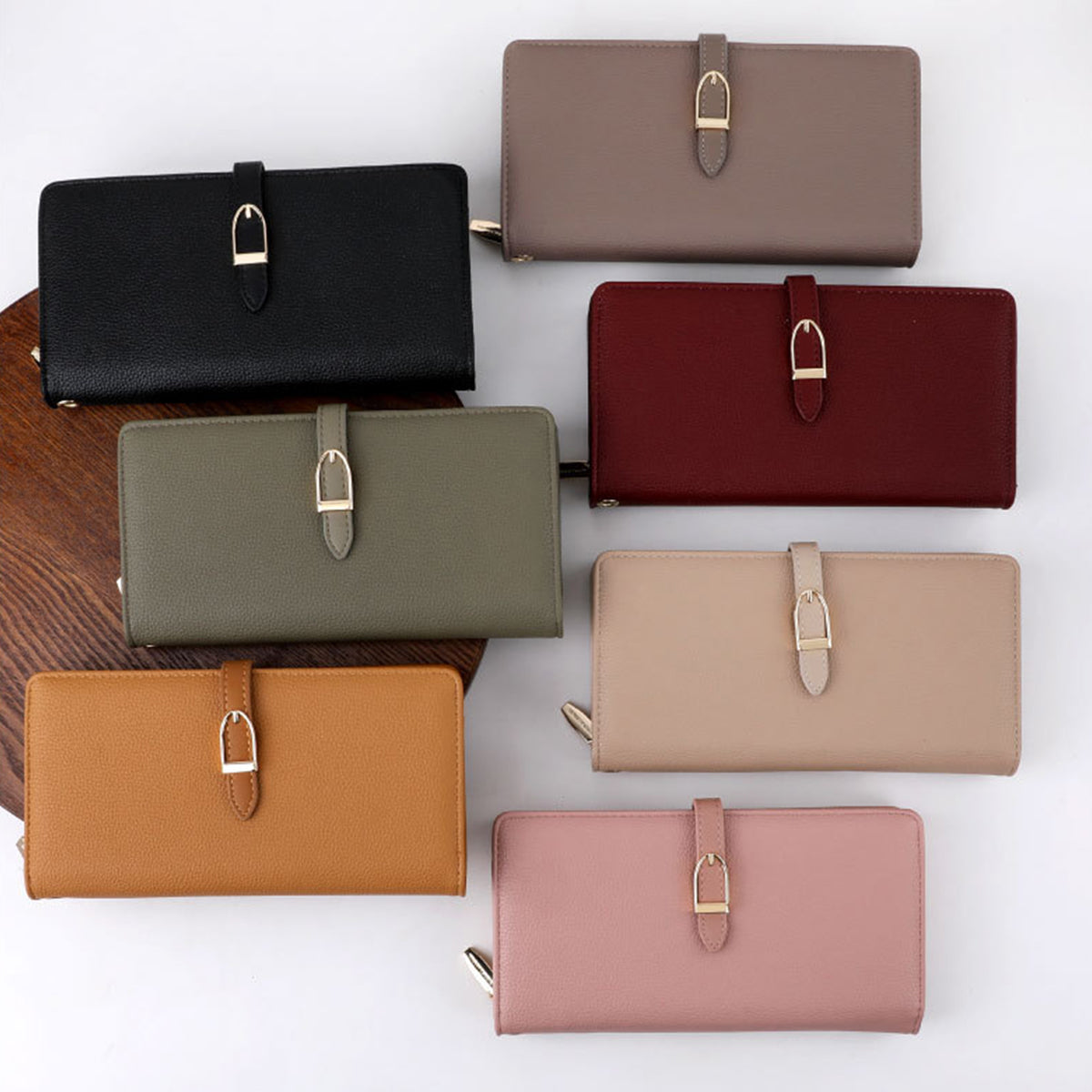 Dark Faux Cowhide Women Long Wallet