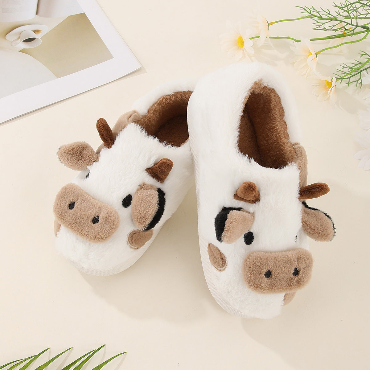 Cow-Shaped Cotton Slippers Non-Slip Slippers