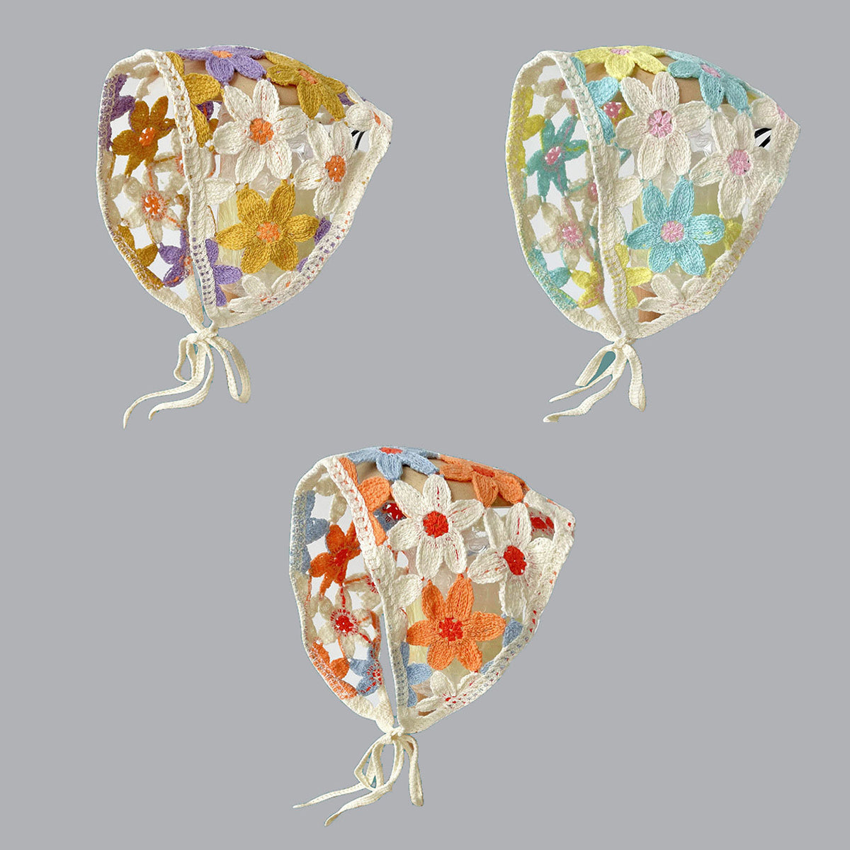 French Flower Triangle Headscarf High-End Teaddress