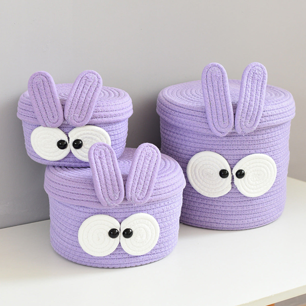 Purple Big Eye Cotton Rope Woven Storage Basket