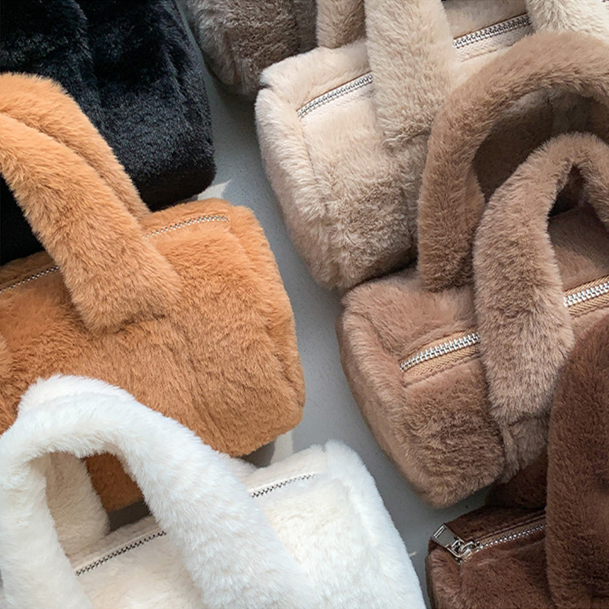 Autumn Winter Cylindrical Handbag Plush Bag