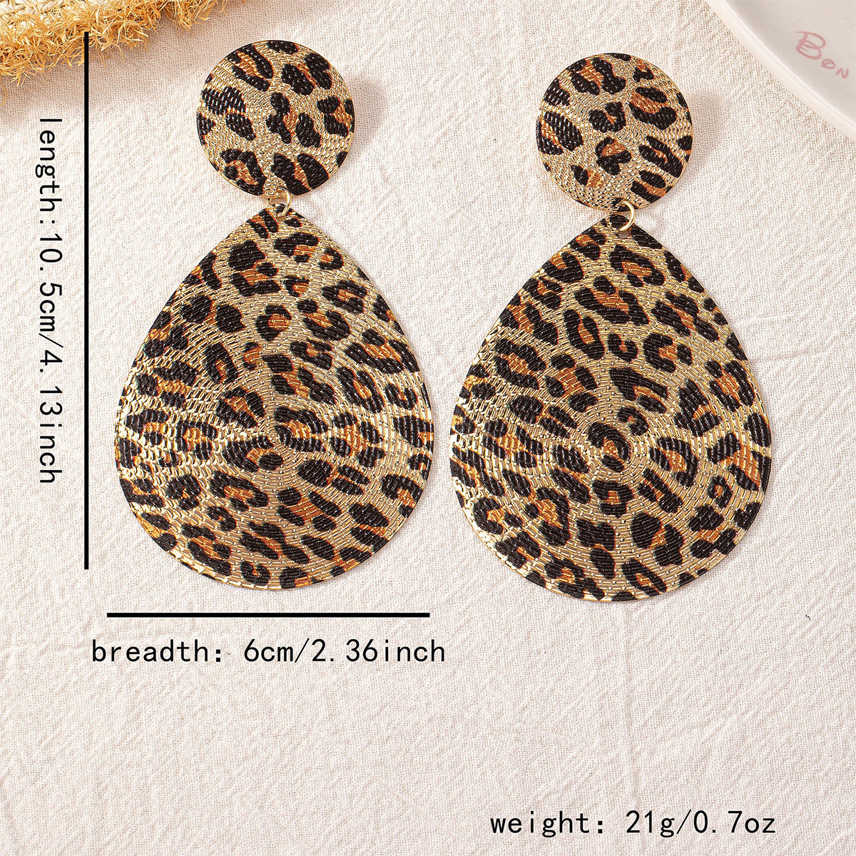 Fashion Leopard Print Round Water Drop Earrings