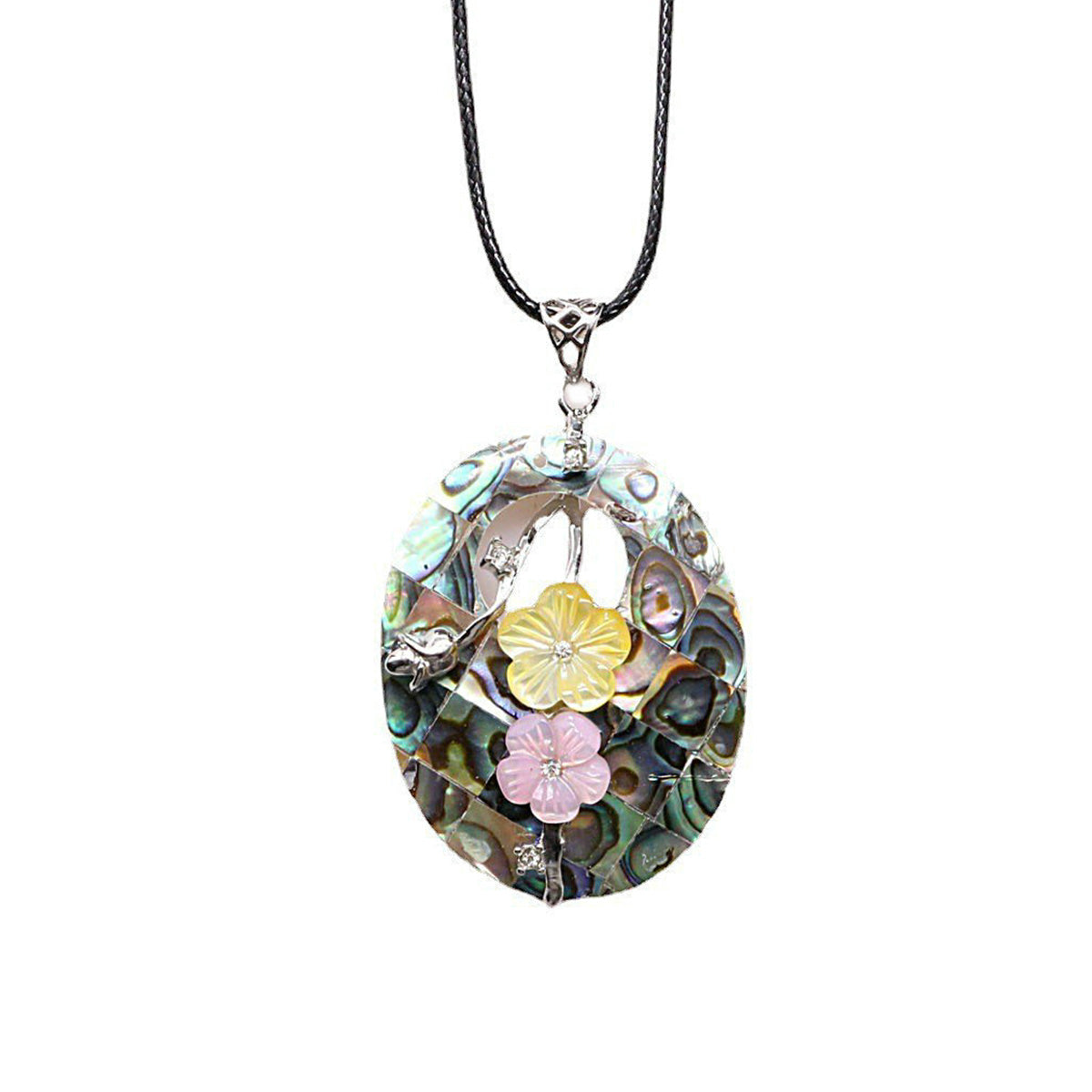 Shell Flower Necklace Tree of Life Braided Pendant
