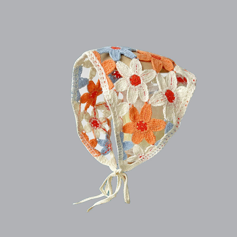 French Flower Triangle Headscarf High-End Teaddress