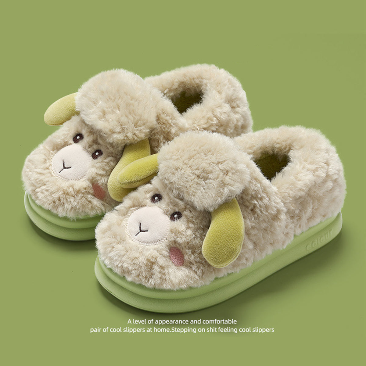 Winter Women's Cute Cartoon Lamb Fur Slippers for Women