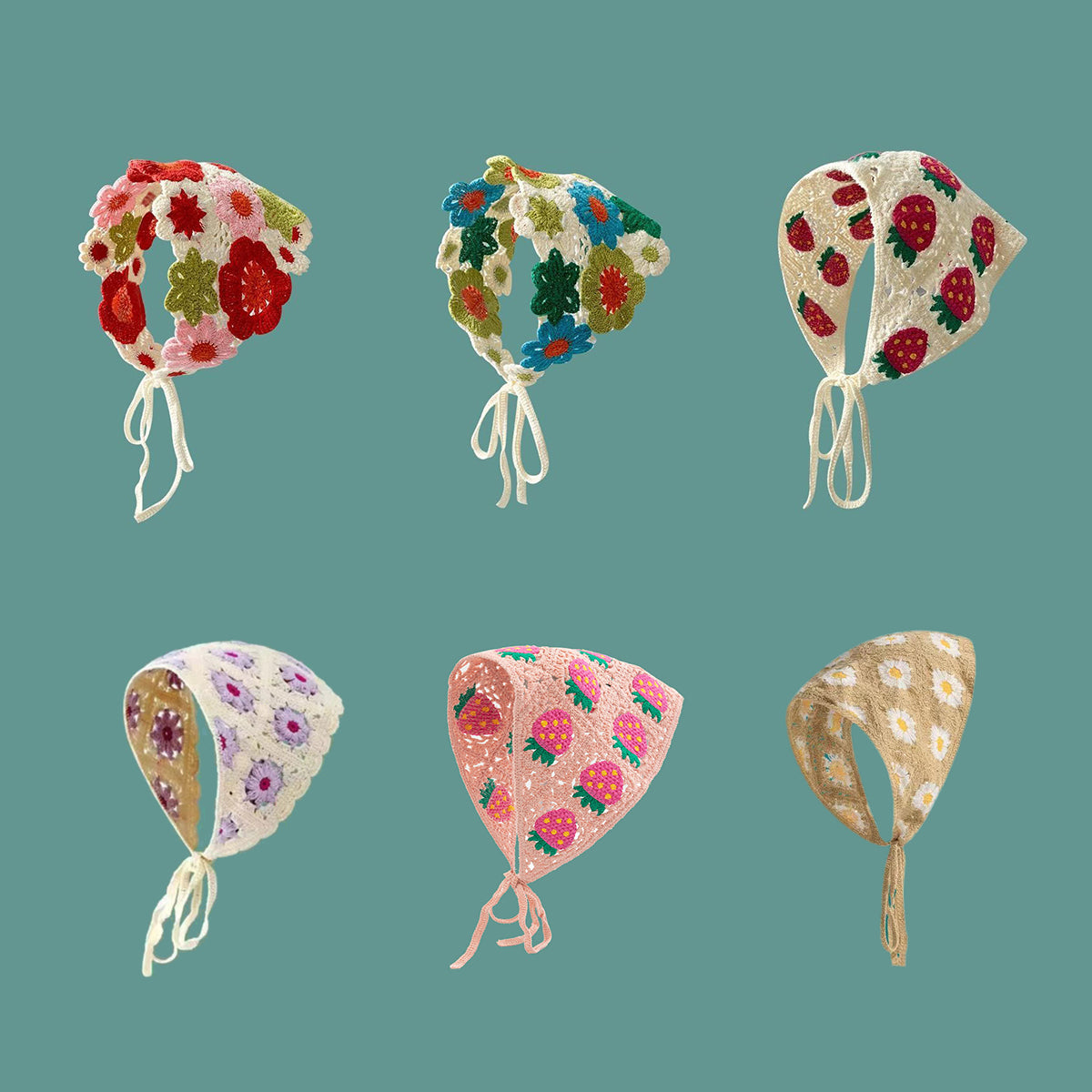 French Flower Triangle Headscarf High-End Teaddress