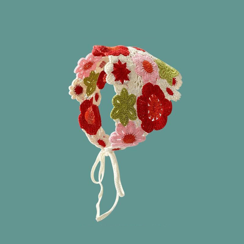 French Flower Triangle Headscarf High-End Teaddress