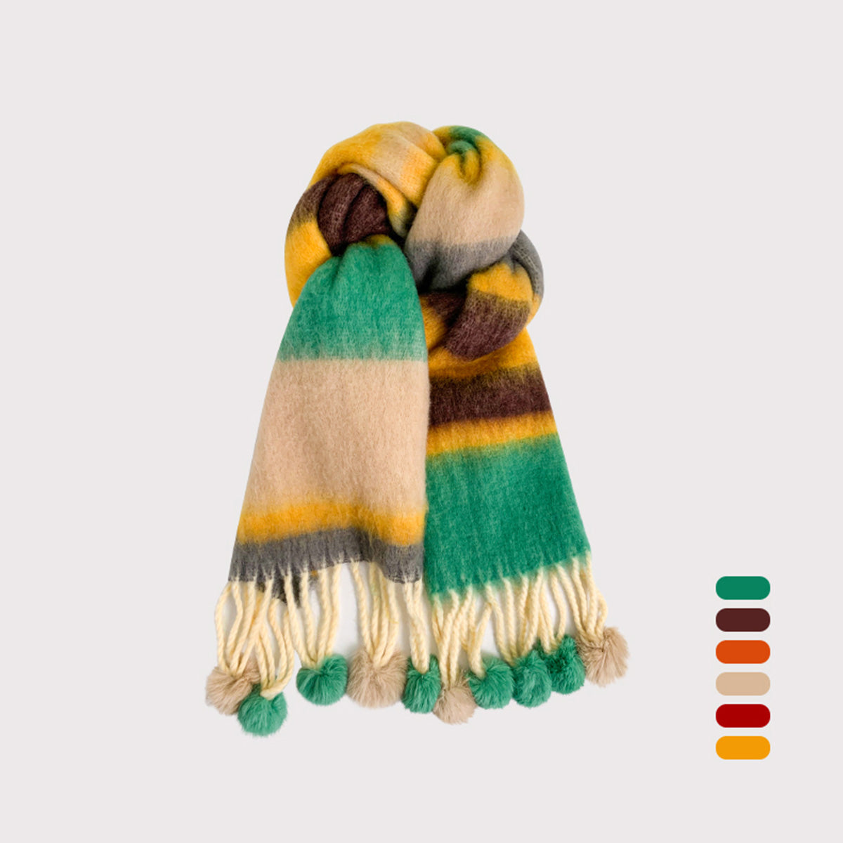 Rainbow Striped Scarf for Women Winter Scarf