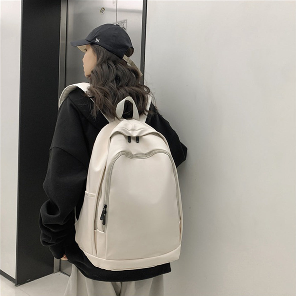 Men PU Soft Leather Large Capacity Backpack