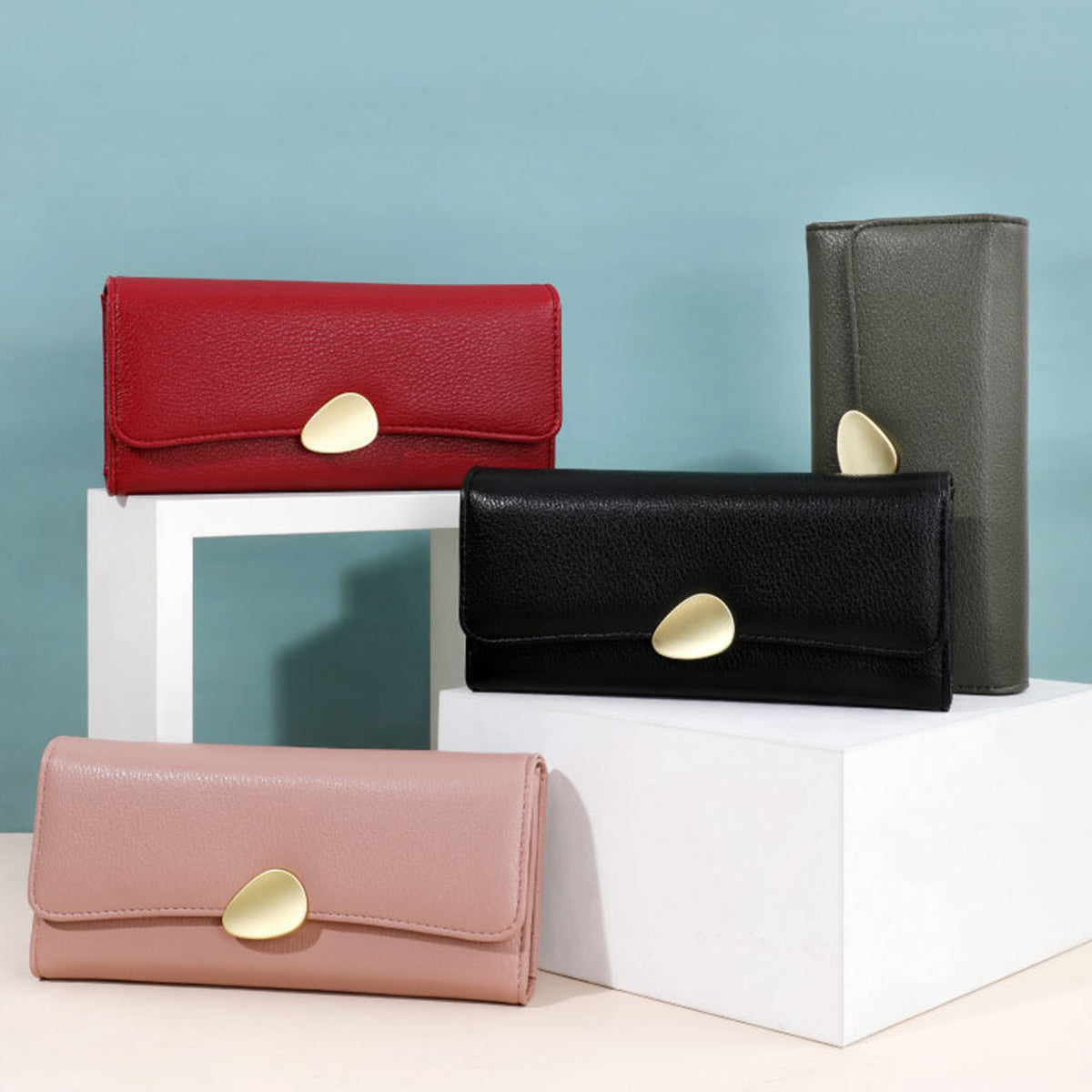 Classic Lychee Pattern Tri-fold Wallet