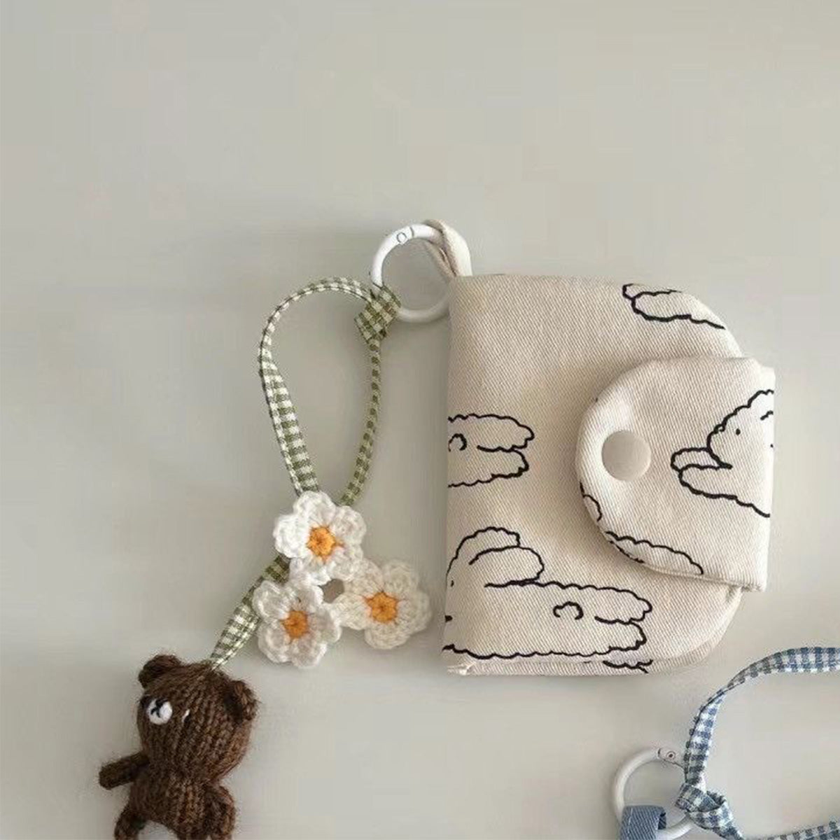 Cute Little Bunny Multi-Layer Floral Canvas Coin Purse