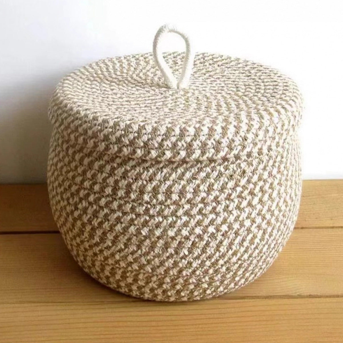 Woven Storage Basket, Round Storage Basket With Lid