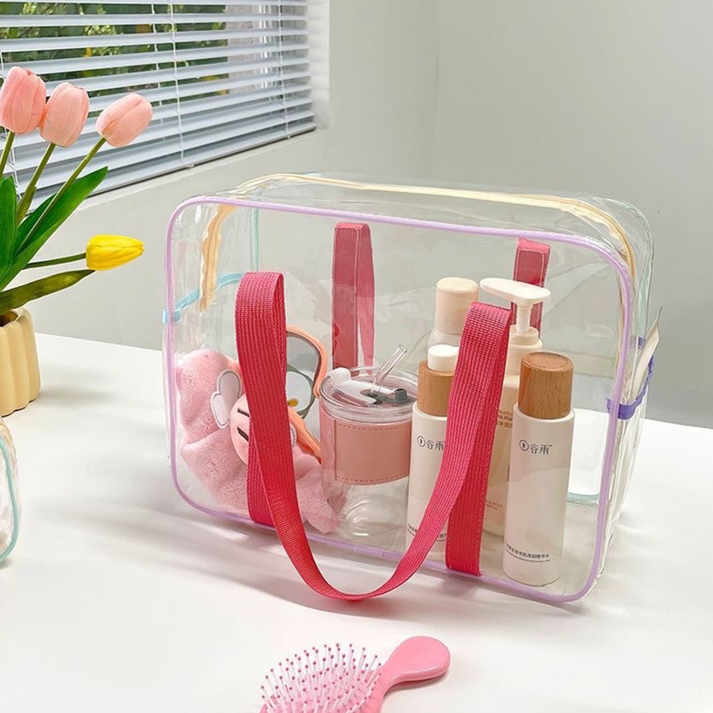 Summer Transparent Makeup Bag for Women Transparent PVC Cosmetics