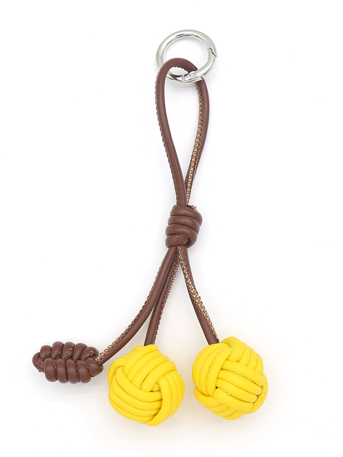 Handmade Customizable Keychain & Bag Charm: Miu-Style Woven Cherry & Two-Tone PU Ball Design