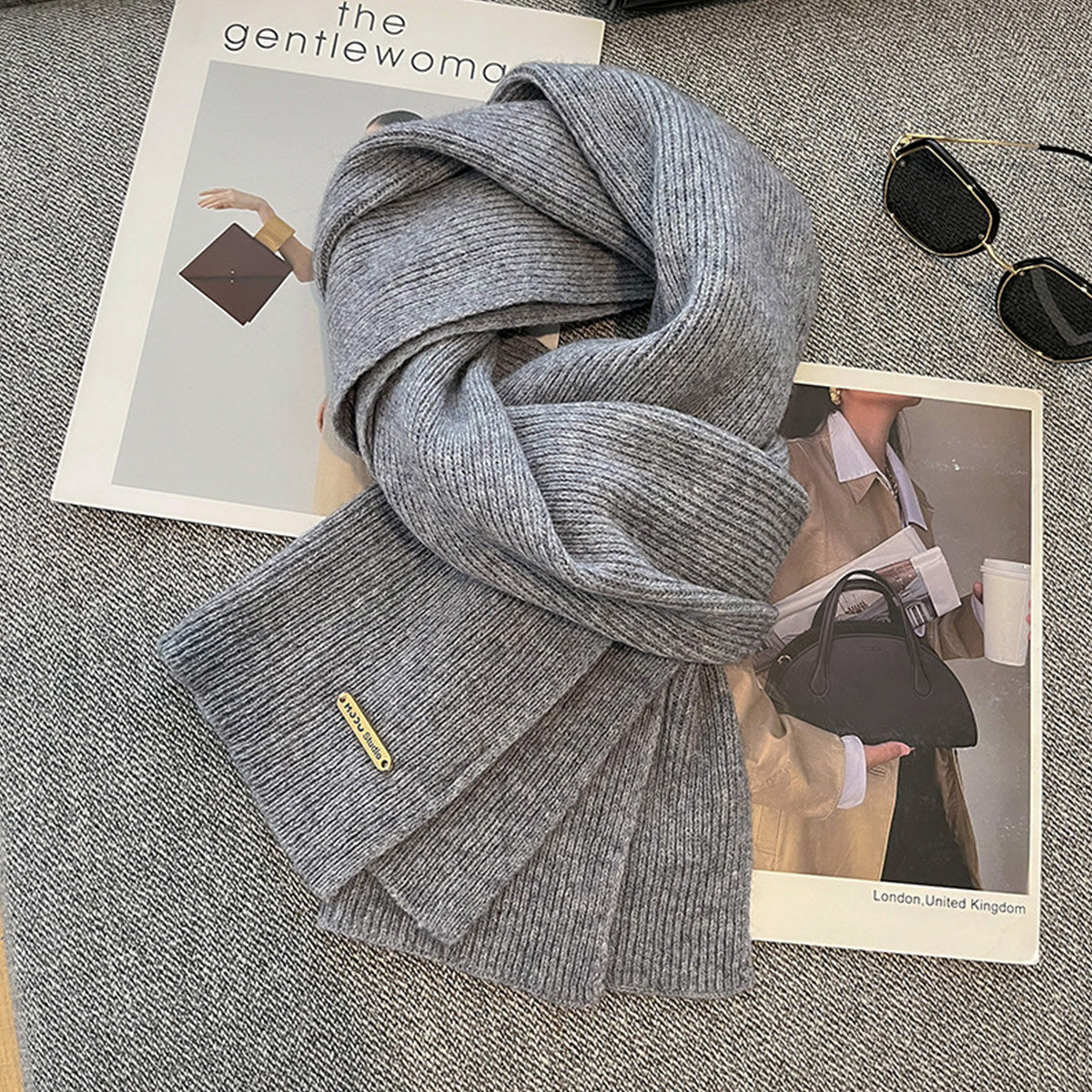 New Knitted Solid Color Small Scarf Thickened Scarf