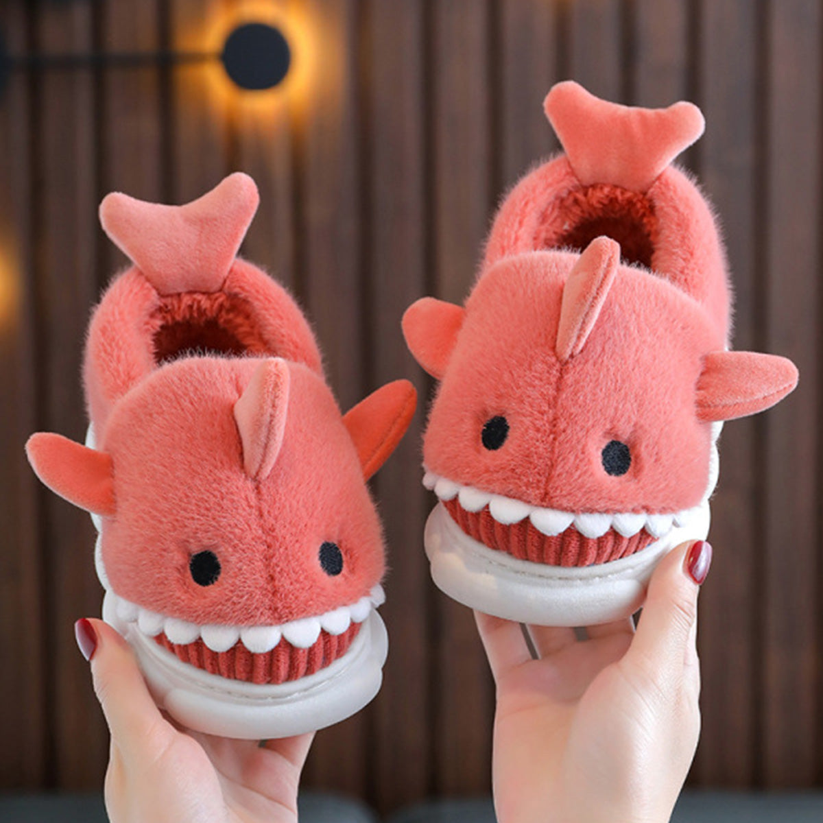 Boys Girls Cartoon Cute Shark Warm Slippers