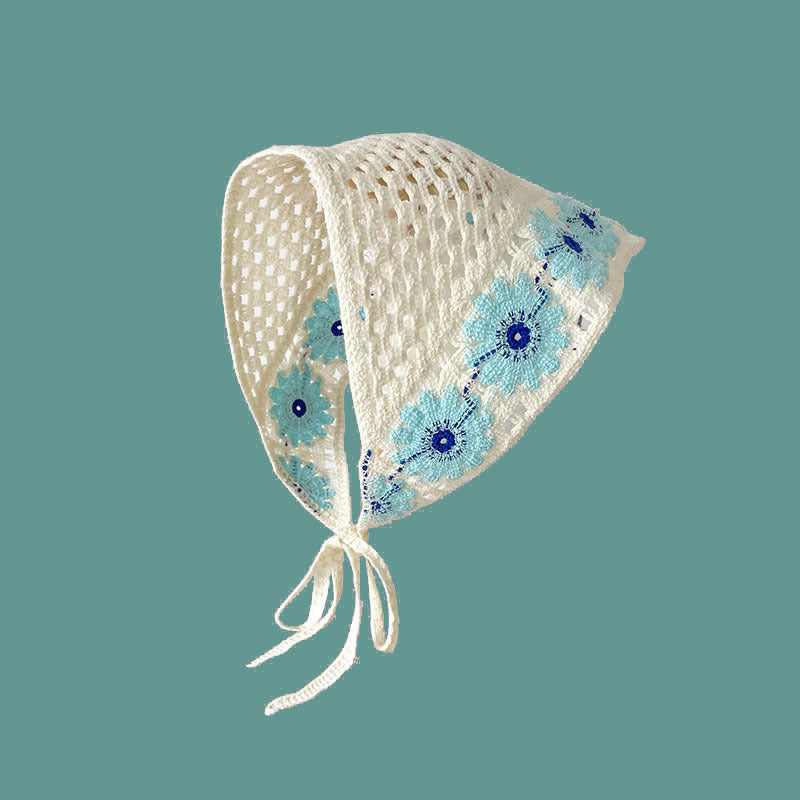 French Flower Triangle Headscarf High-End Teaddress