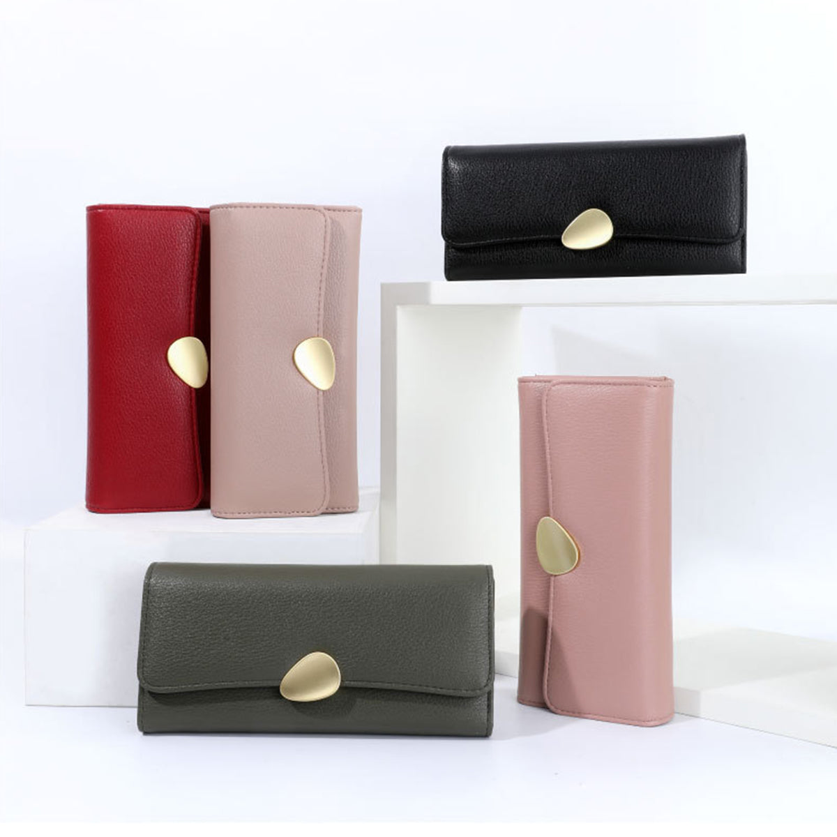 Classic Lychee Pattern Tri-fold Wallet