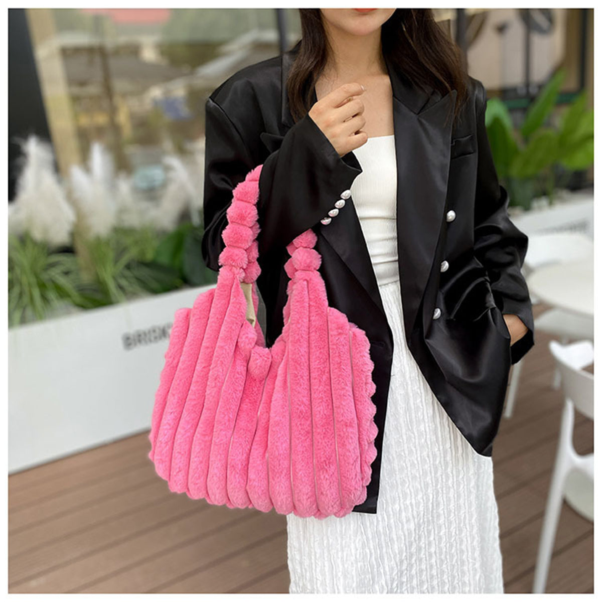 Plush Bag for Women Korean Style Large Capacity Tote Bag