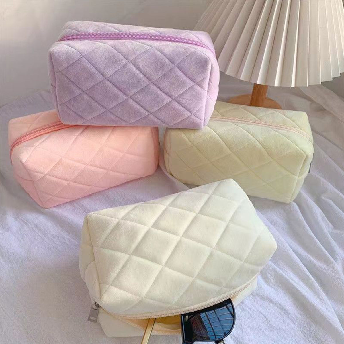 Diamond Quilted Cosmetic Bag Hand-held Storage Bag