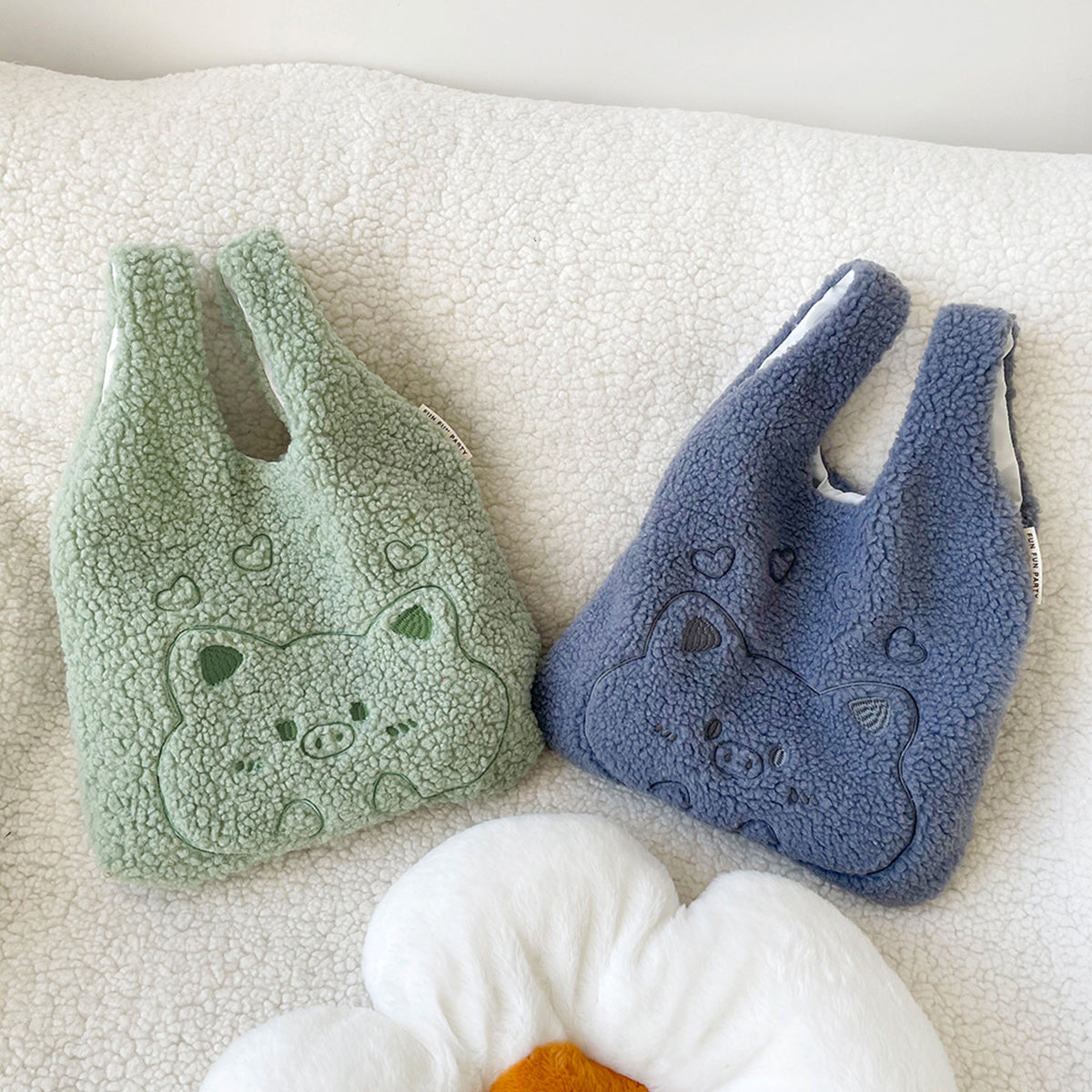 Plush Handbag Embroidered Lamb Wrist Bag