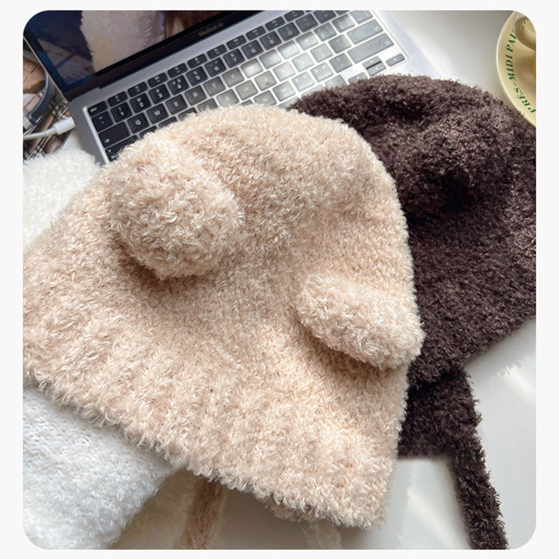 Women's Bear Ears Plush Hat Ear Protection Pullover Hat