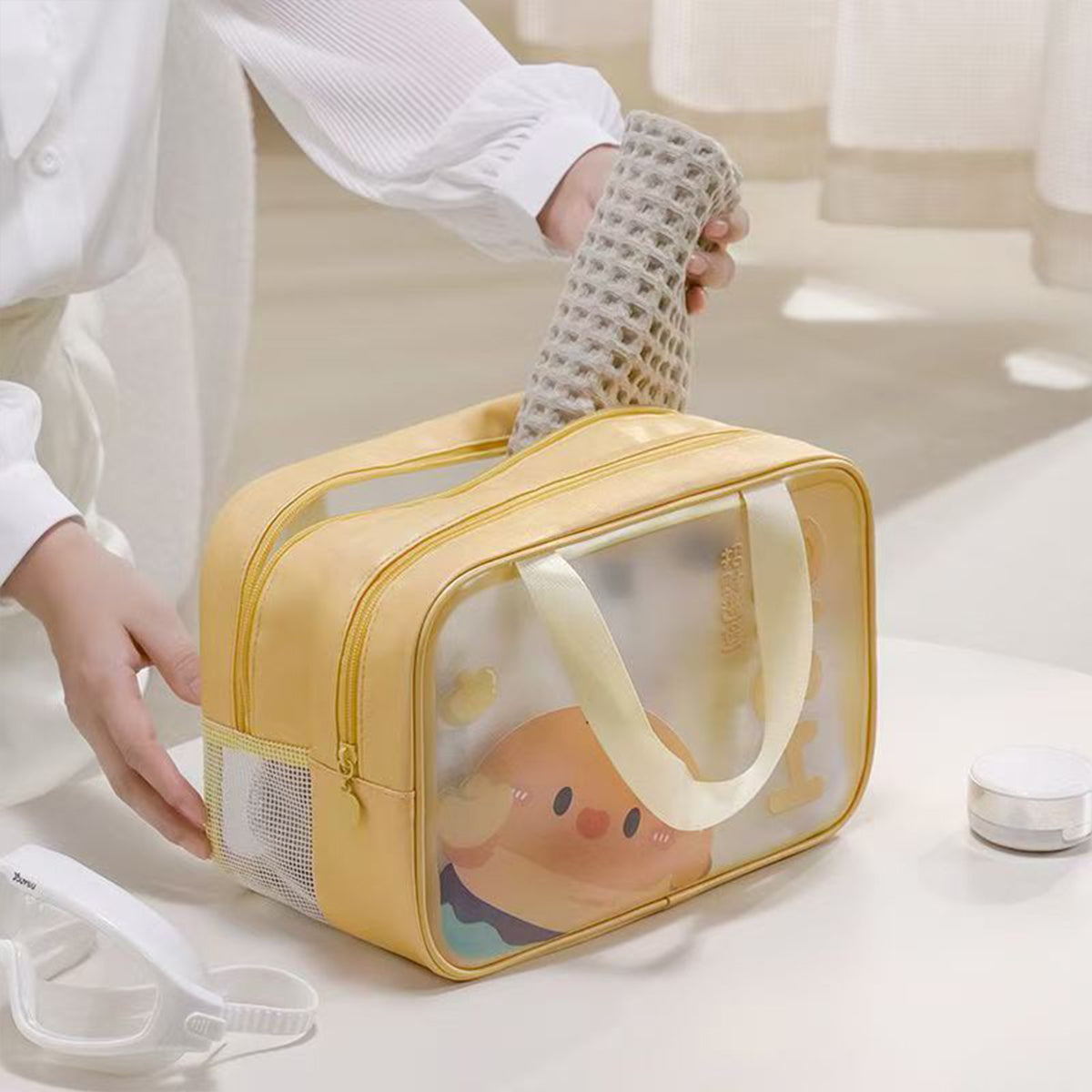 Large Capacity Portable Double-layer Cosmetic Toiletries Storage Bag