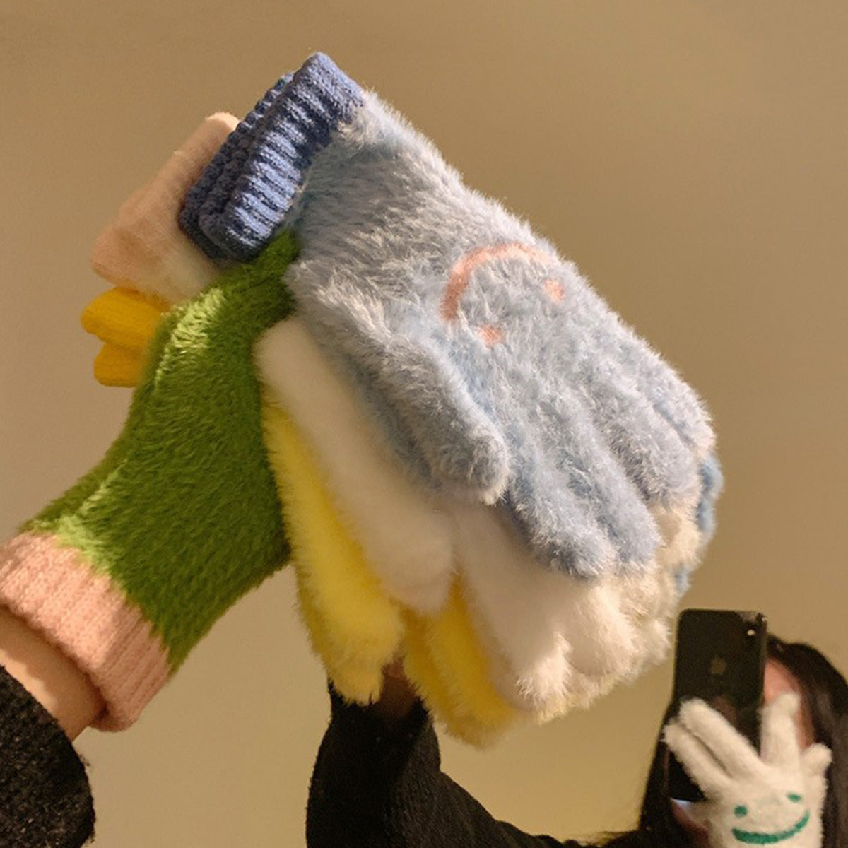 Mink Fur Fingerless Touch Screen Knitted Gloves