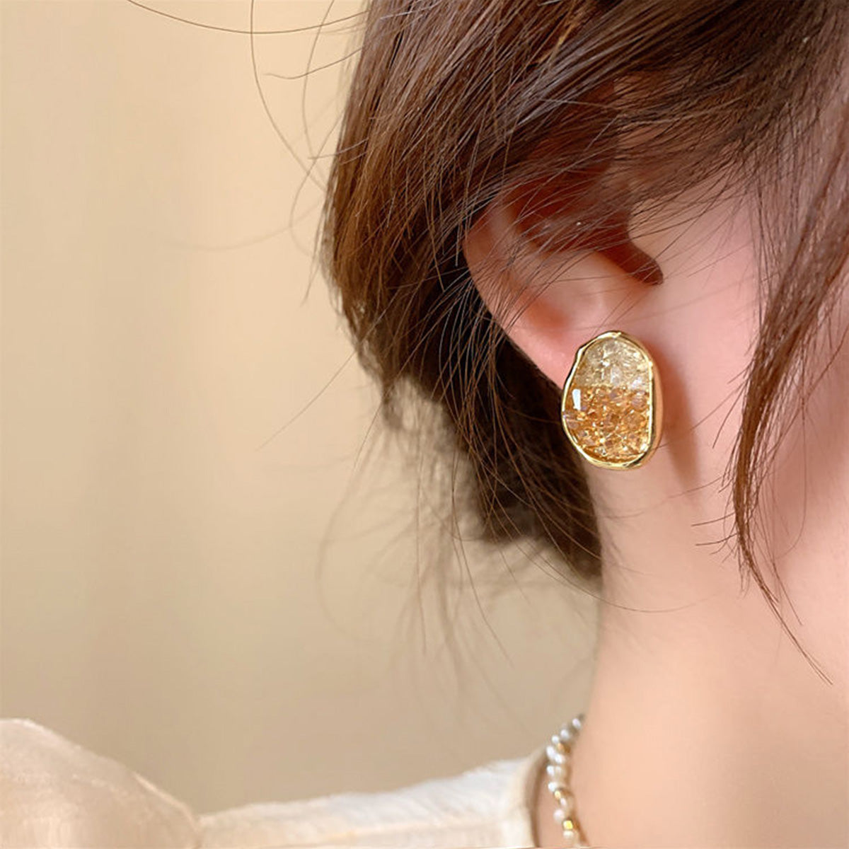 High-End Champagne Zircon Earrings