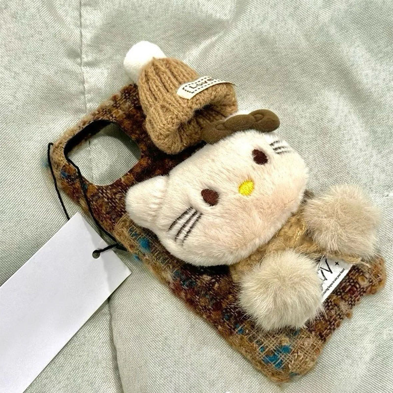 Plush KT Cat iPhone 16 Pro Max Phone Case