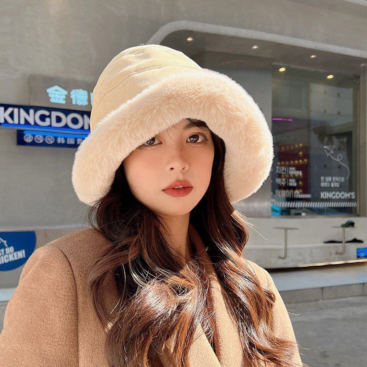 Simple Plush Fisherman Hat Plus Plush Warm Hat