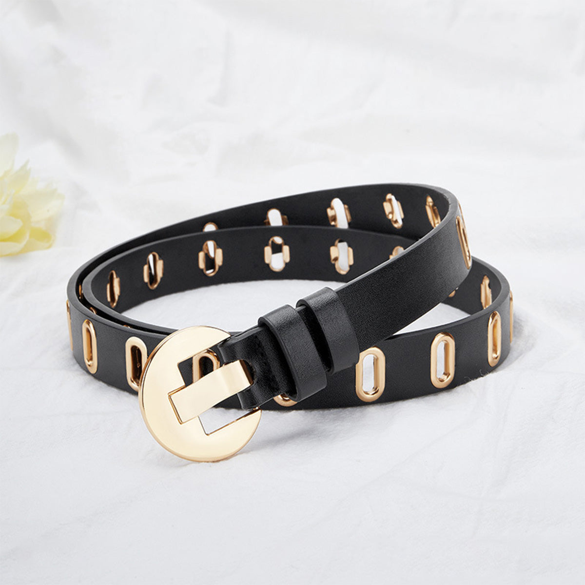 Multi-hole Round Buckle Steam Eyelet Jeans Belt