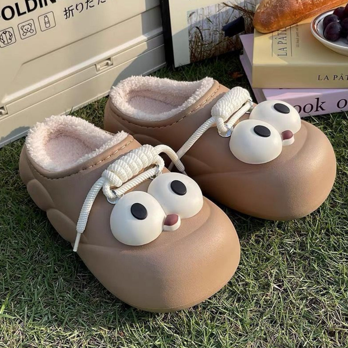 Thick-Soled Cotton Slippers Cute Big Eyes Cotton Slippers