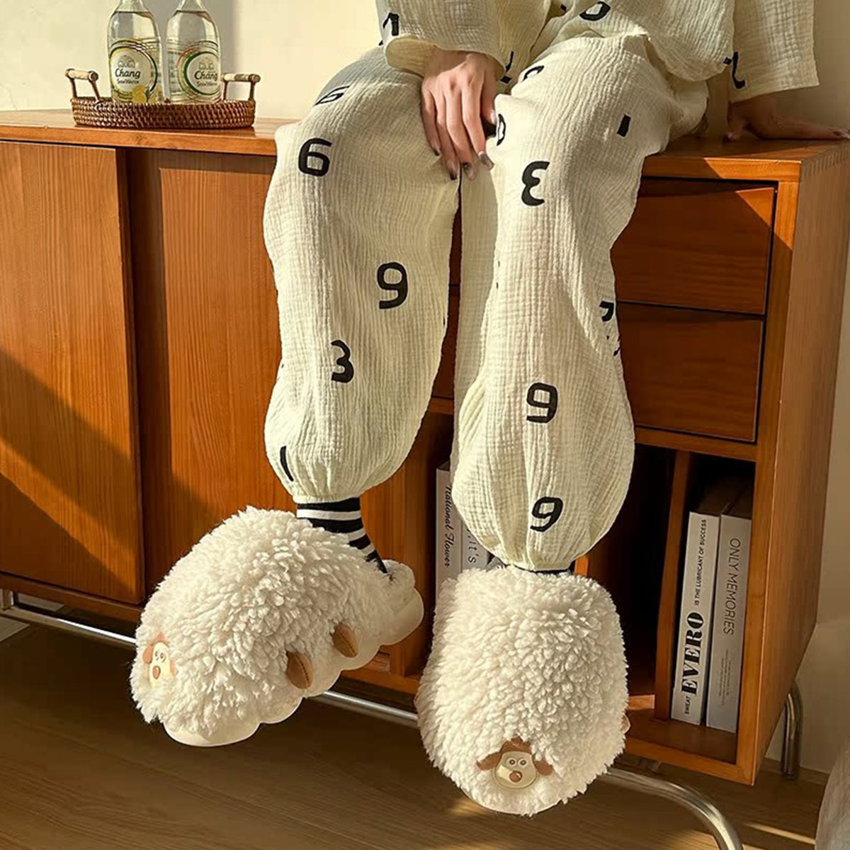 Lamb Cotton Slippers Cute Cartoon Slippers for Winter